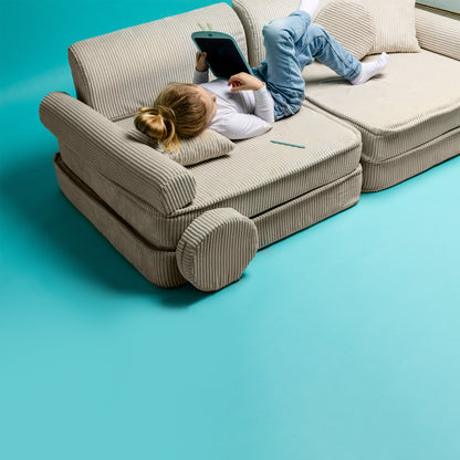 Large Modular Sofa for Kids - Premium Corduroy Powder Pink