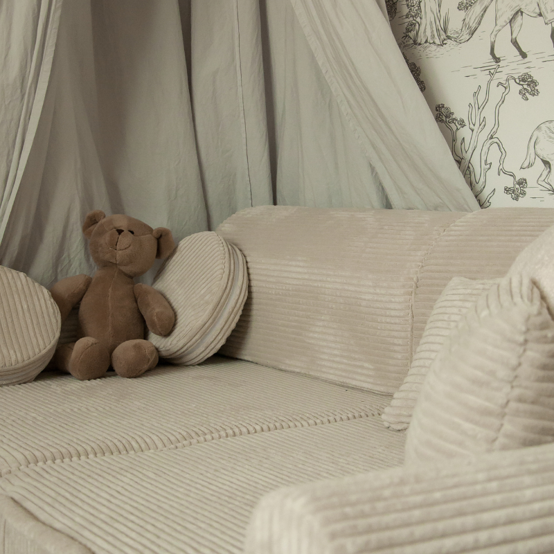 Large Modular Sofa for Kids - Premium Corduroy Ecru