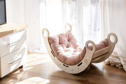 Snug Rocker for Kids - Natural With Pink Pillow