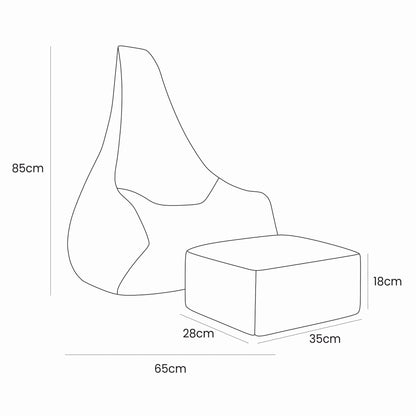 Tearo: Bean Bag + Footrest for Little Loungers - Feather Fog Gray