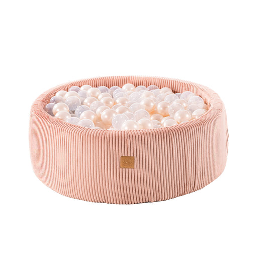 Round Ball Pit With 200 White Balls, 90x30cm - Aesthetic Pink