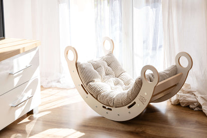 Snug Rocker for Kids - Natural With Beige Pillow