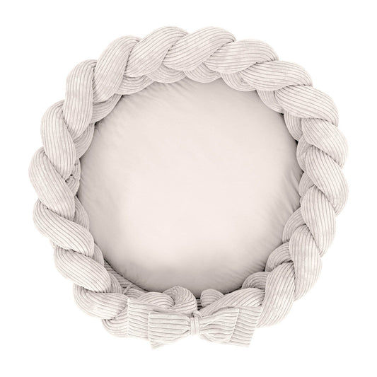 Baby Nest & Play Mat With Crib Bumper Braid - Vanilla