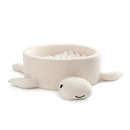 Foam Baby Ball Pit Without Balls - Turtle Cheesecake Cream Beige Boucle