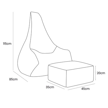 Tearo: Bean Bag + Footrest for Little Loungers - Rosy Pink